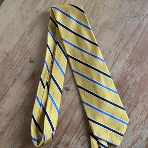 Brooks Brothers Yellow and Blue Striped Men's Silk Tie